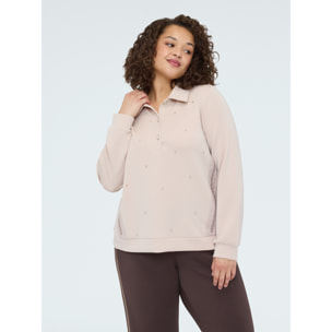 Fiorella Rubino - Sudadera polo con aplicaciones luminosas - Rosa cipria