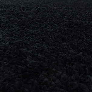 SYDNEY - Tapis shaggy uni rond à poils longs noir - SYD3000NOI