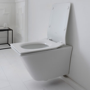 Cuvette WC suspendu sans bride Grands Boulevards avec abattant frein de chute extra-plat déclipsable