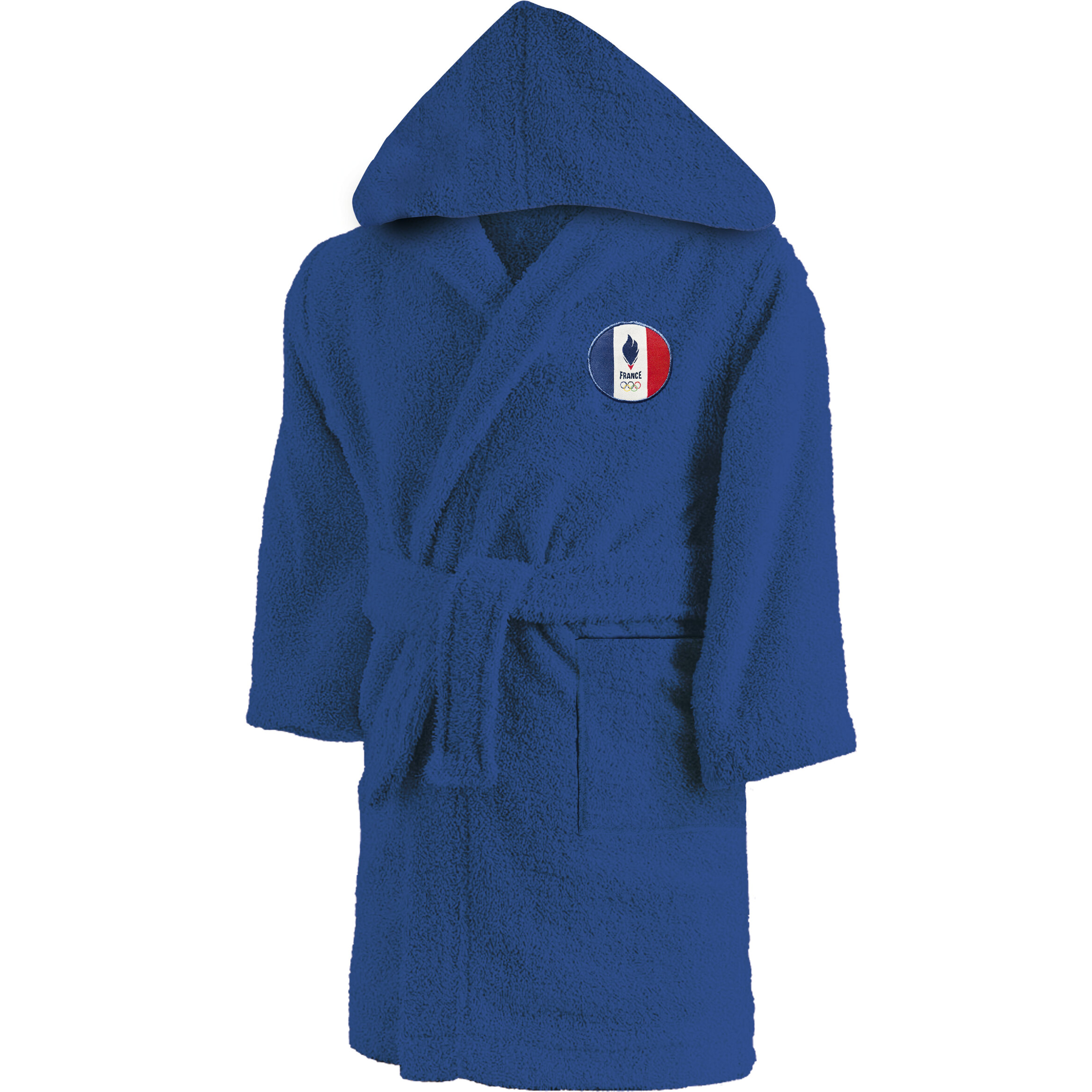 Peignoir enfant 100% coton, PARIS 2024 EQUIPE DE FRANCE OLYMPIQUE PATRIOTE