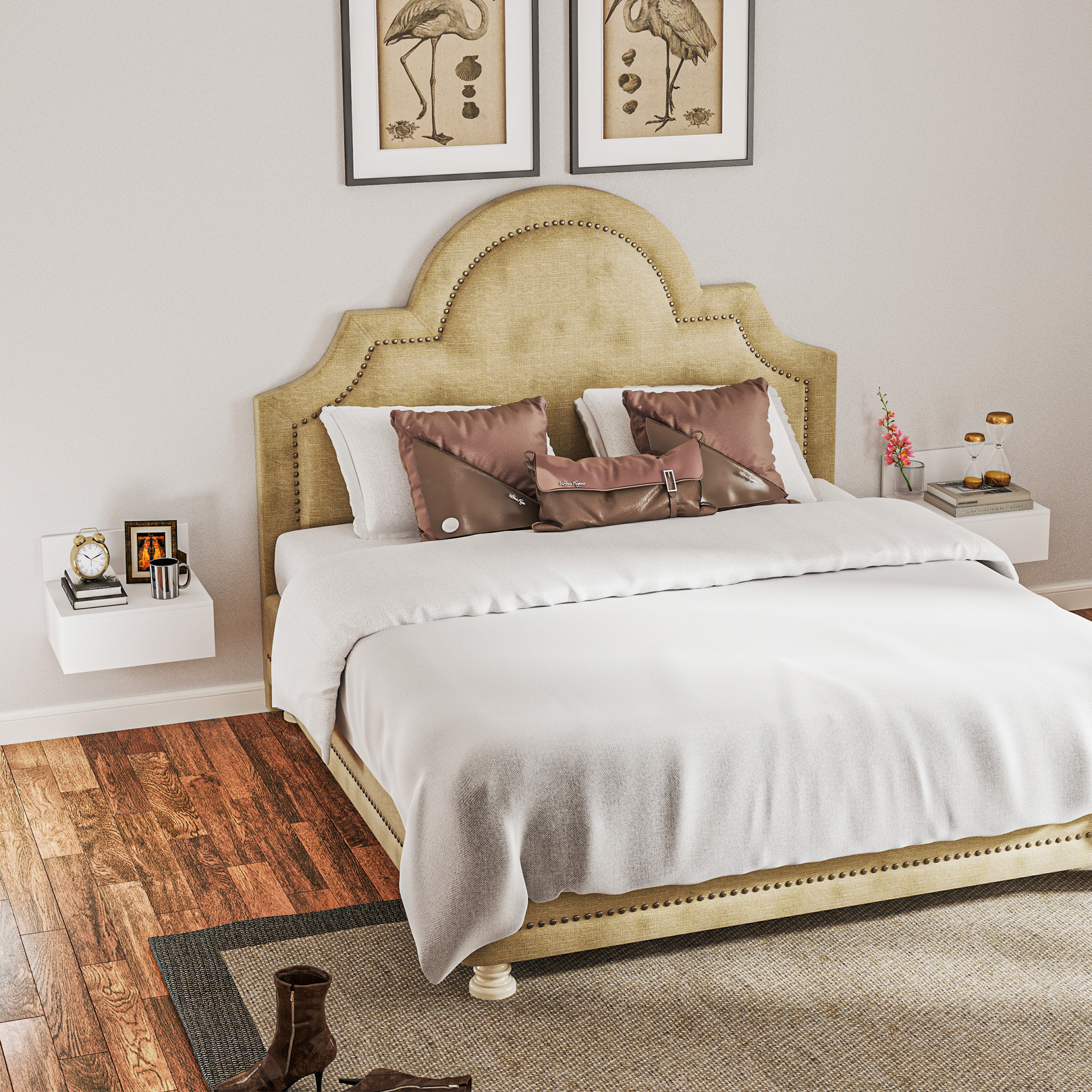 Juego de 2 Mesitas de Noche Flotantes Mesillas de Noche para Dormitorio con Cajón Mesas de Noche para Habitación Hogar 43x36,5x30,5 cm Blanco