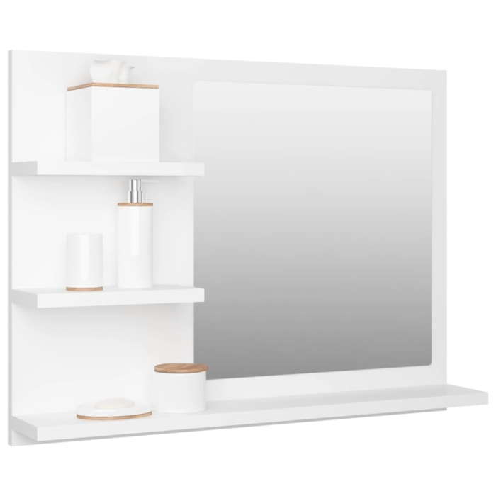 Miroir de salle de bain avec rangements - Blanc