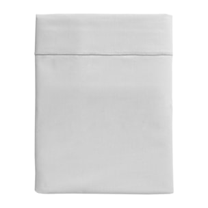 Drap plat uni en percale de coton, ROYAL LINE, Gris Perle