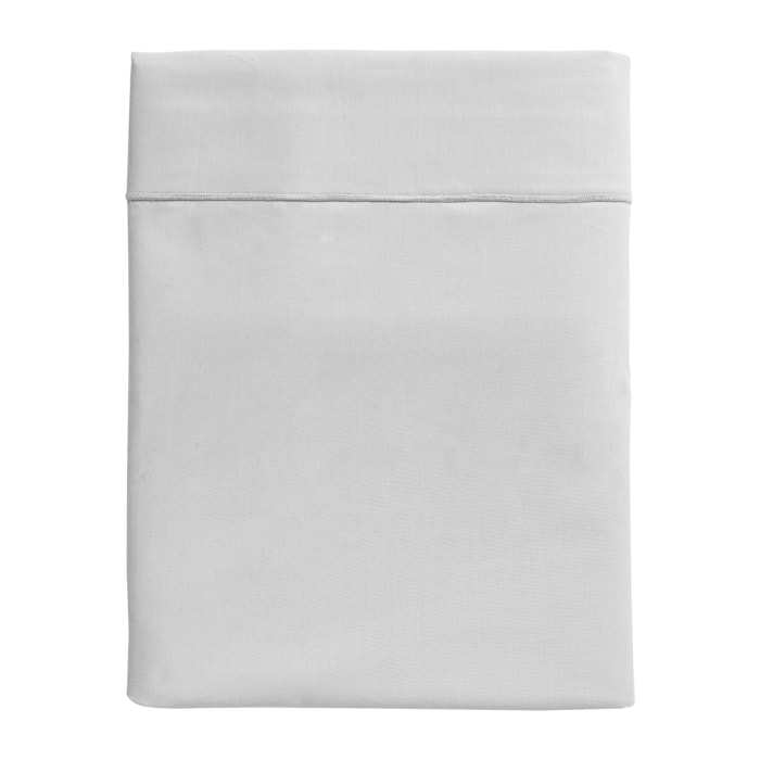 Drap plat uni en percale de coton, ROYAL LINE, Gris Perle