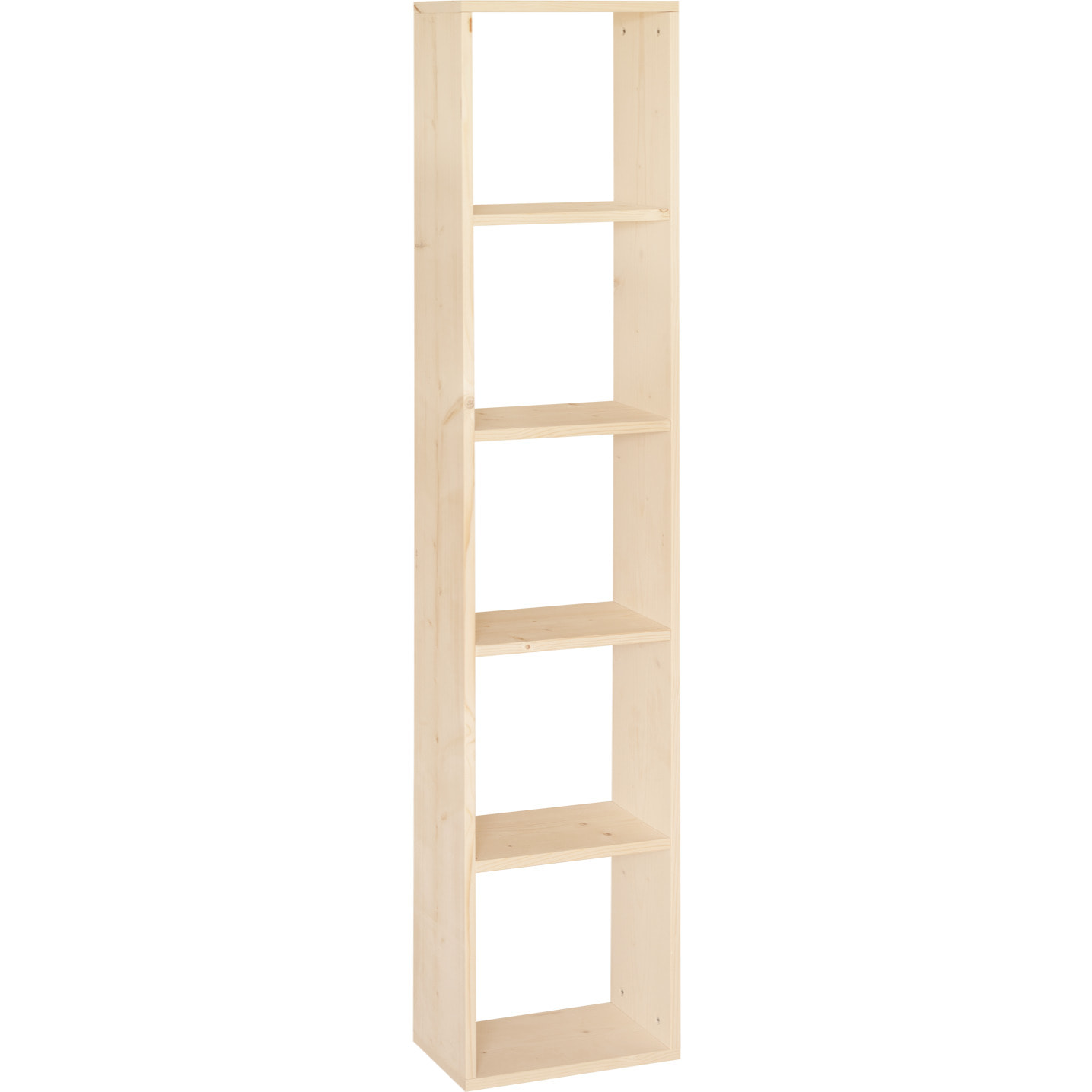 Estanteria de madera maciza en tono natural con 4 estantes Alto: 182 Largo: 40 Ancho: 20