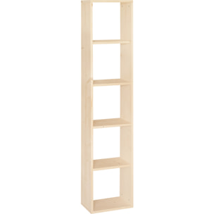 Estanteria de madera maciza en tono natural con 4 estantes Alto: 182 Largo: 40 Ancho: 20