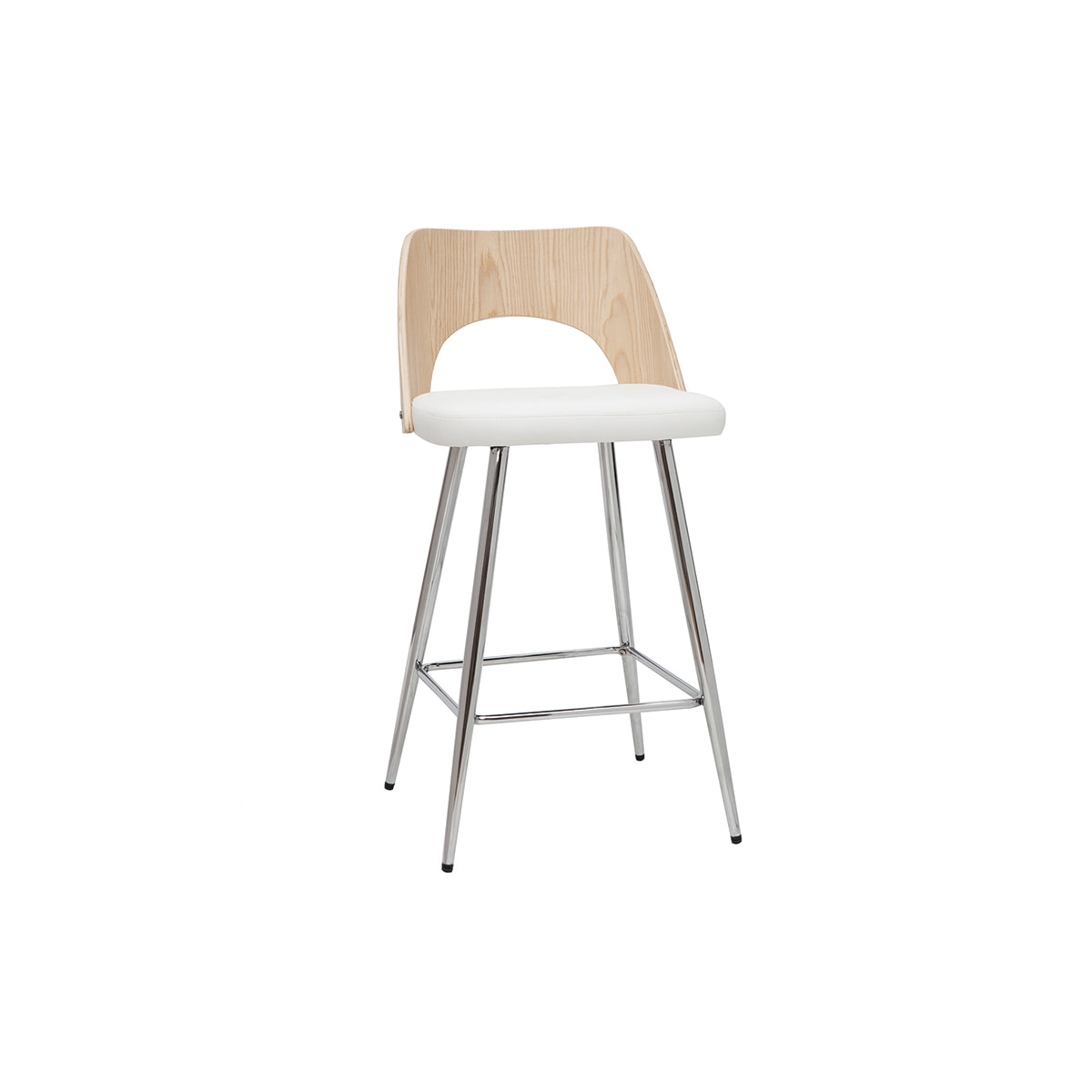 Tabourets de bar design bois et blanc H66.5 (lot de 2) FALCOM