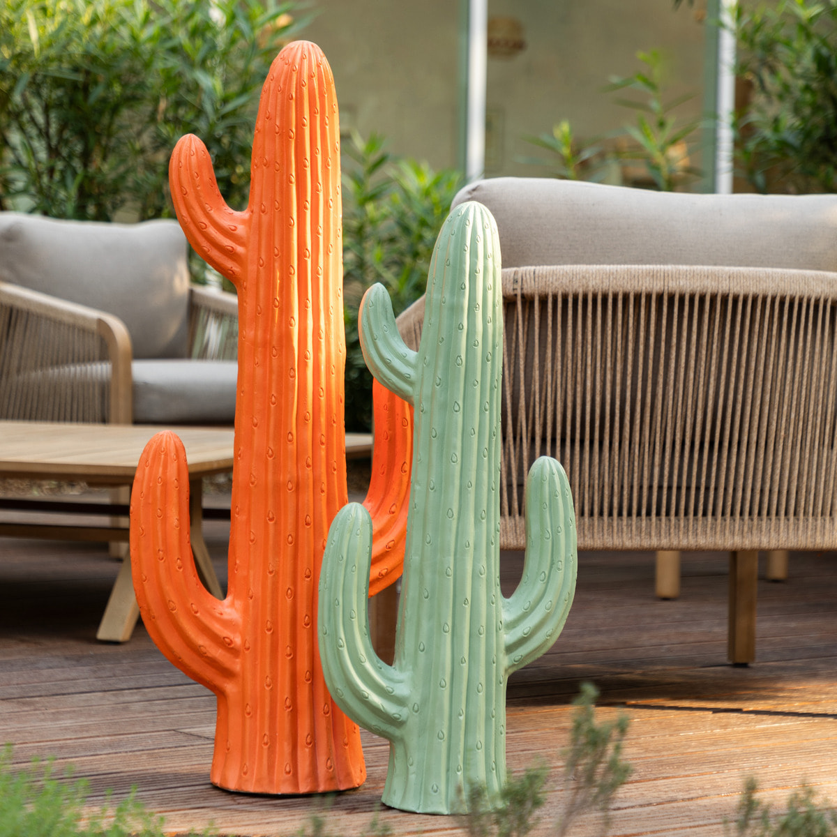 Cactus déco extérieur Milo H.75cm magnésie vert céladon