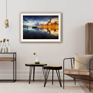 Affiche beauté des lacs Affiche + cadre en bois - Chêne