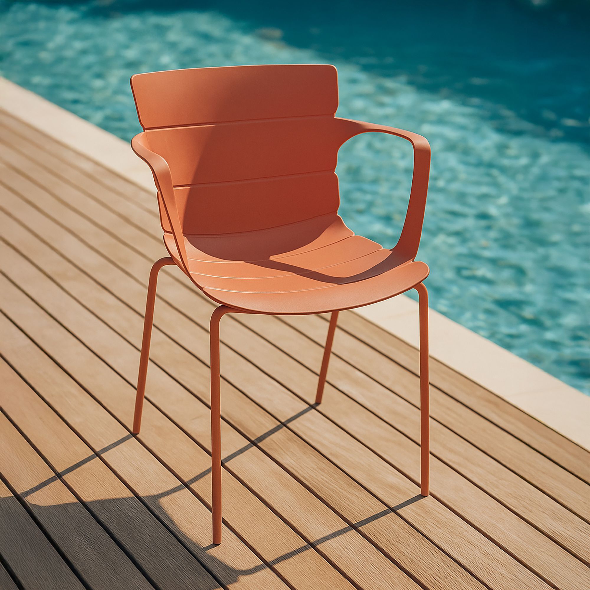 Lot de 4 fauteuils de table extérieur brique en polypropylène et métal MONTAUK