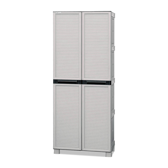 Armadio da esterno Achae, Mobile outdoor, Armadio per lavanderia multiuso, 100% Made in Italy, Grigio chiaro, 70x39h172 cm