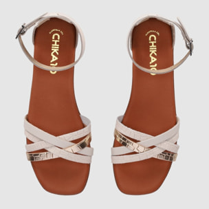 Sandalias de Piel - Hielo - Tacón: Bajo