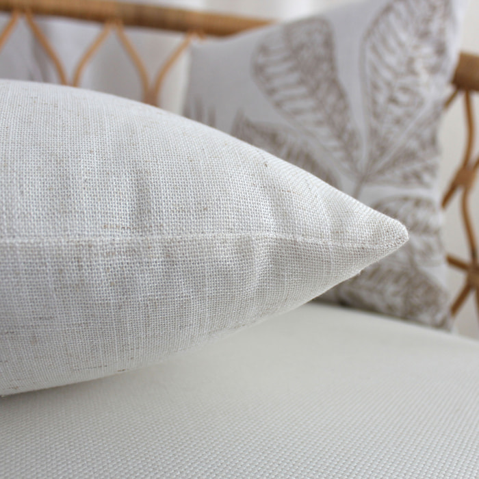 Coussin carré  - Effet lin - Blanc