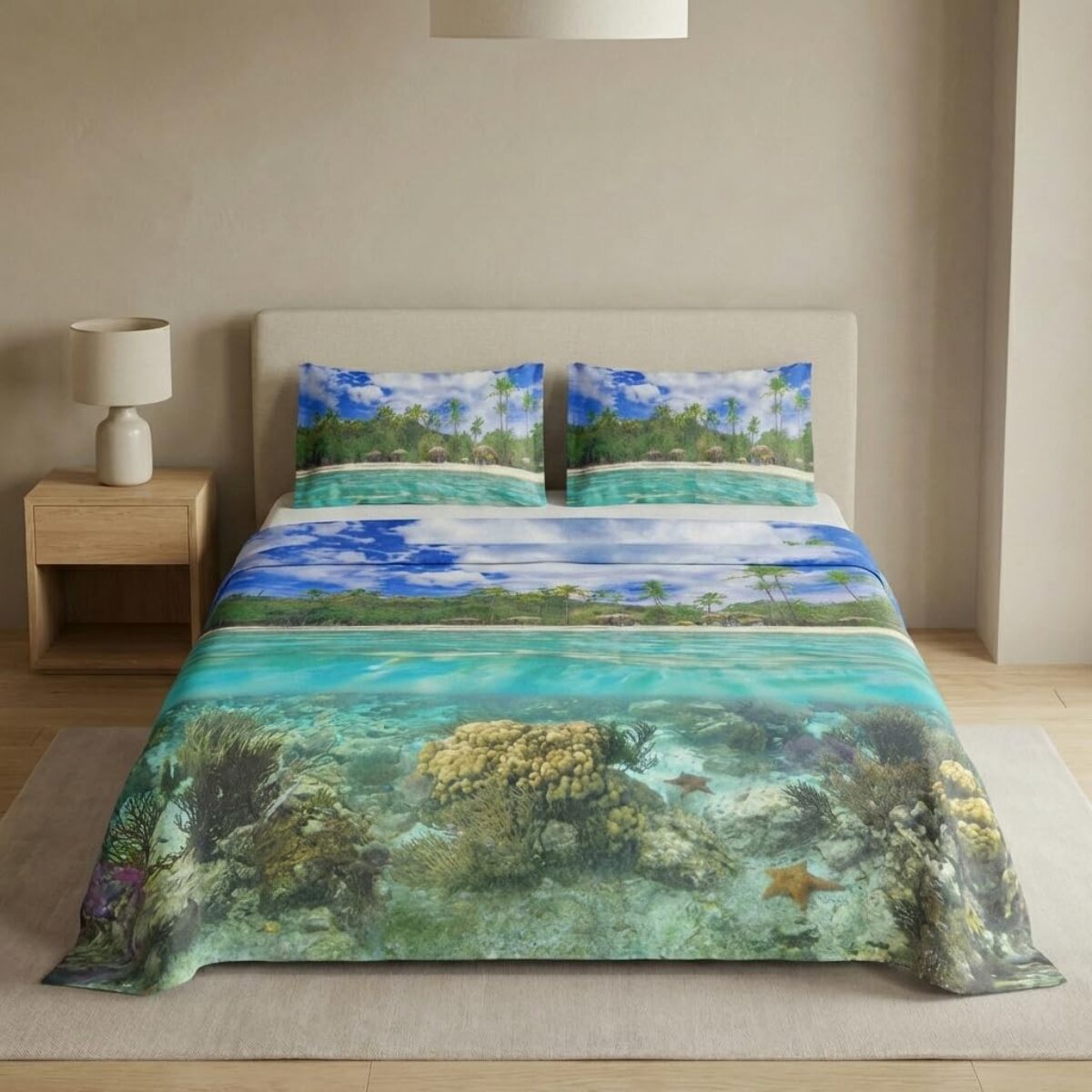 Set completo letto matrimoniale 100% cotone, 180x200 cm, con Stampa Digitale di Alta Qualità, Intrecci