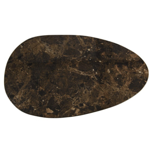 JAMES - Table basse ovoïde plateau céramique marron pied en manguier