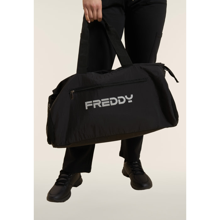 Borsa palestra in nylon con tasche esterne e logo FREDDY
