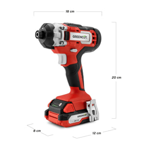 Atornillador de impacto de batería de 20V, velocidad 3500rpm, 130N.m - Greencut ATD200L