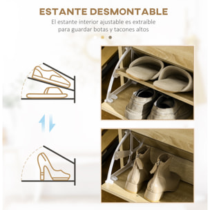 Mueble Zapatero Estrecho Zapatero Entrada Recibidor con 2 Cajones Abatibles y 2 Cajones Extraíbles para 12 Pares de Zapatos para Pasillo 80x30x91,5 cm Roble
