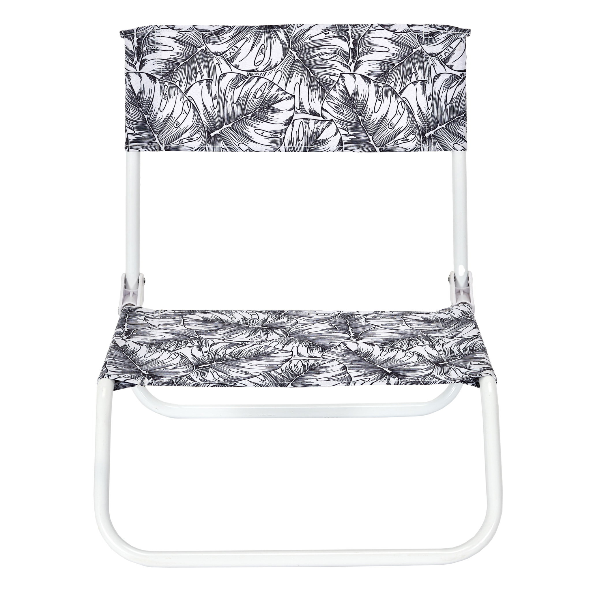 Chaise De Plage Pliante Natural Wild Blanc Noir - Lot De 6