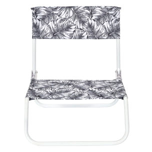 Chaise De Plage Pliante Natural Wild Blanc Noir - Lot De 6