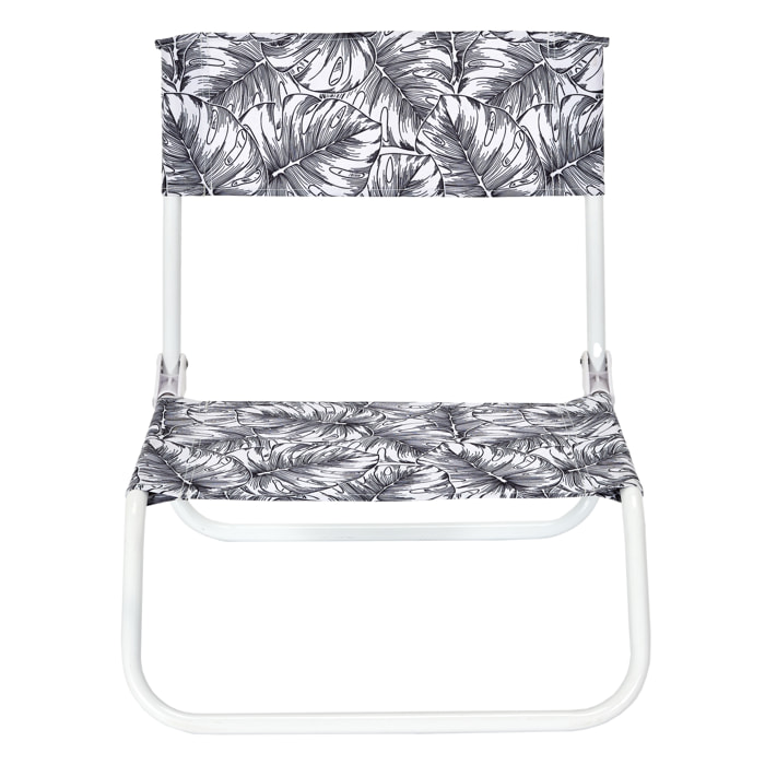 Chaise De Plage Pliante Natural Wild Blanc Noir - Lot De 6