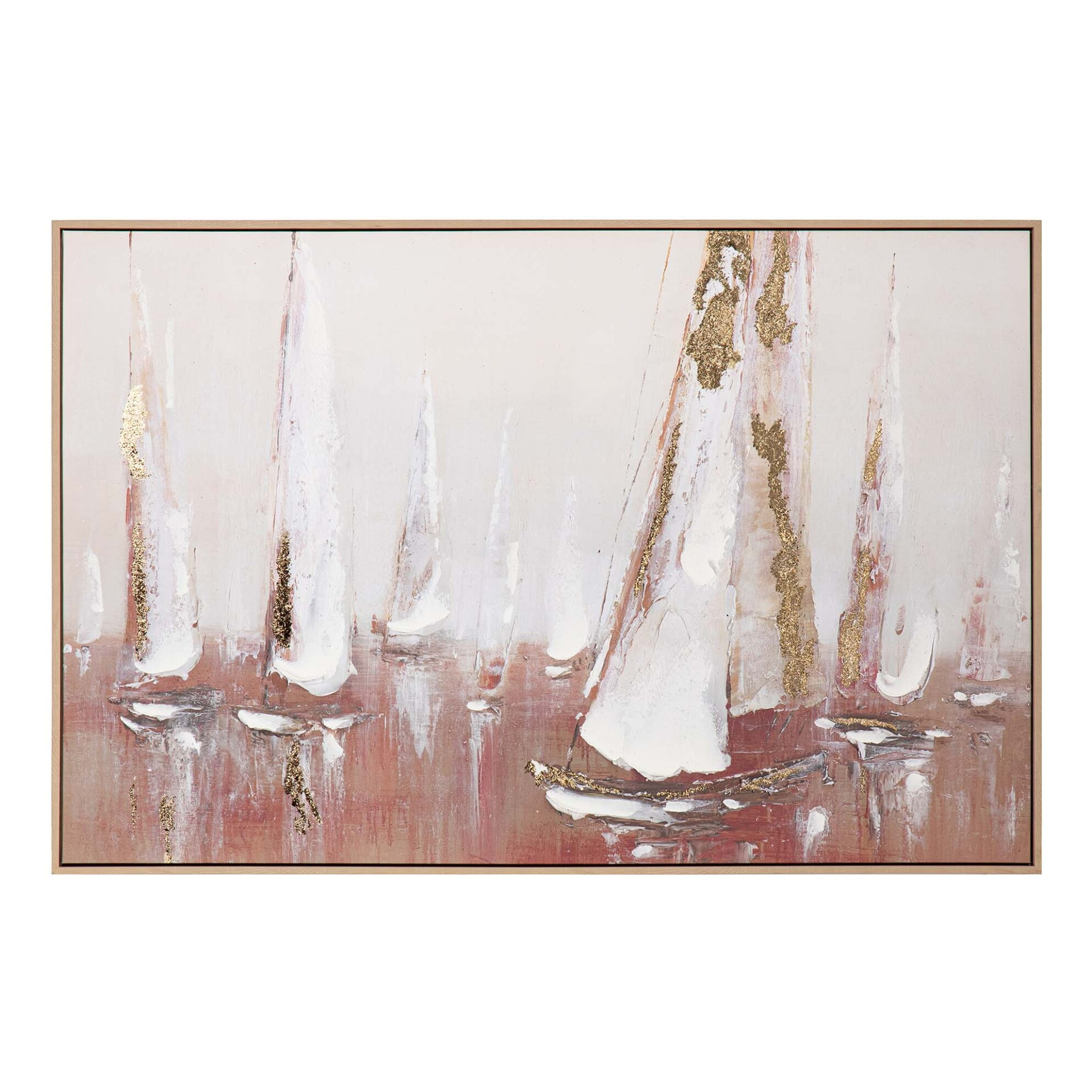 Cuadro Barcos 50% Pintado A Mano 123x4x83 Cm