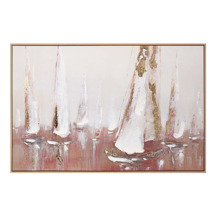 Cuadro Barcos 50% Pintado A Mano 123x4x83 Cm