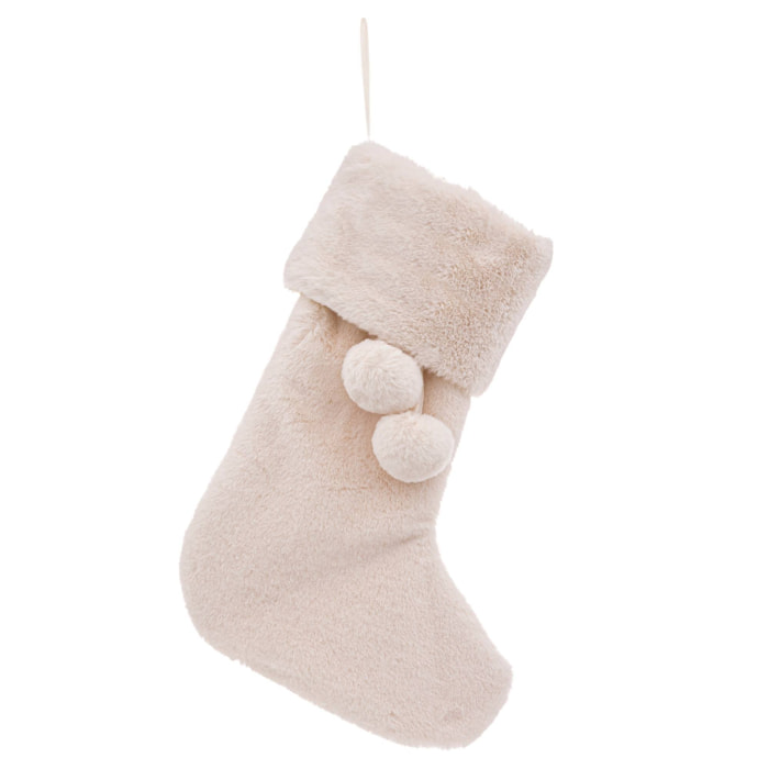 calcetín navideño blanco de piel sintética de 45cm para decoración de chimenea o arbol de navidad