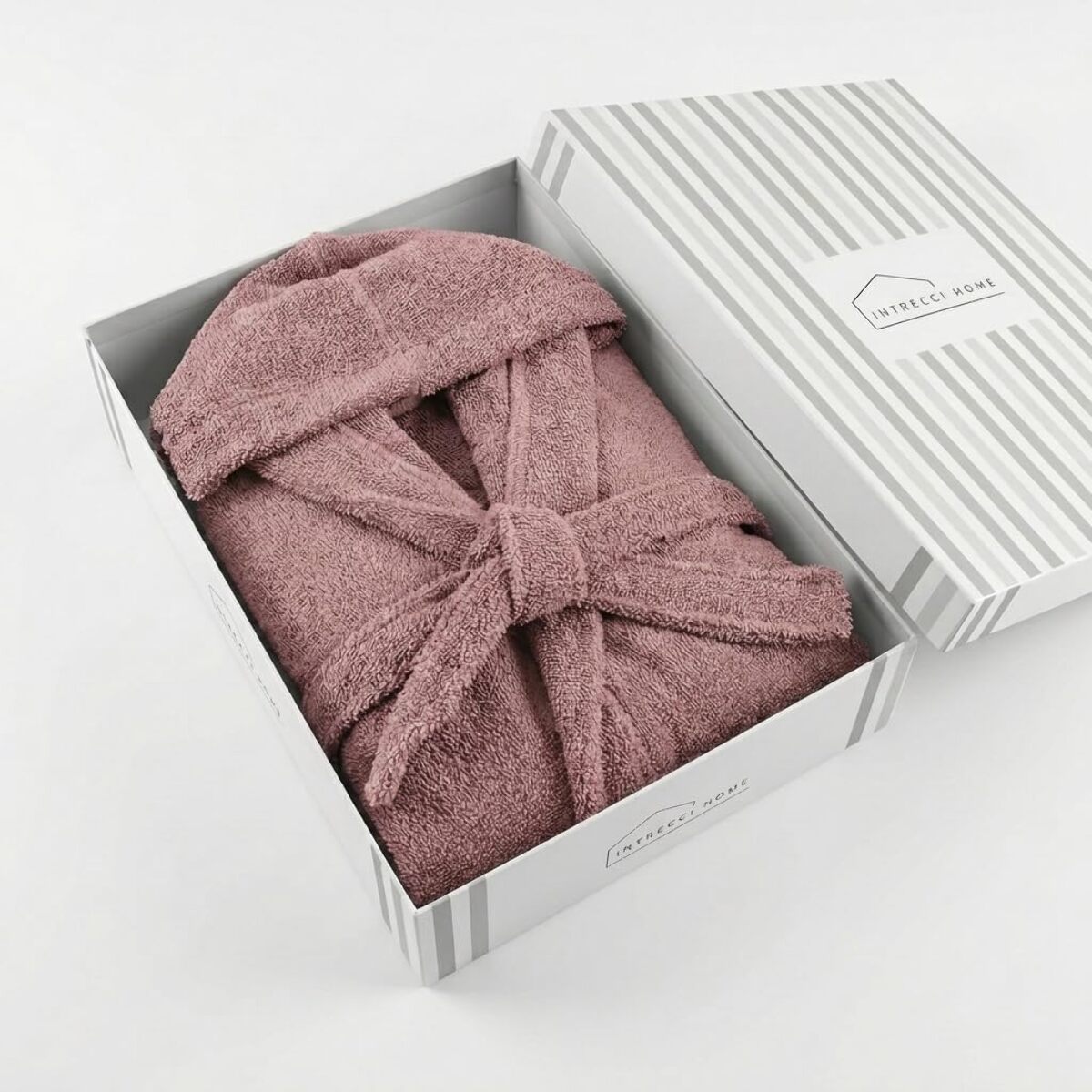 INTRECCI HOME Accappatoio Uomo e Donna, in Puro Cotone Jacquard 500 g, , Morbidezza Extra, Avvolgente, con Cappuccio e Tasche, Elegante e Confortevole,