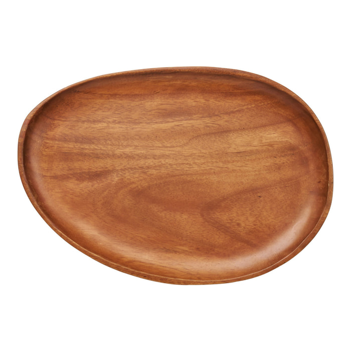 Vassoio decorativo in legno di acacia 39x28 cm — tono miele naturale