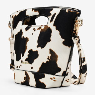 Bolso de mano efecto vaca con cremallera