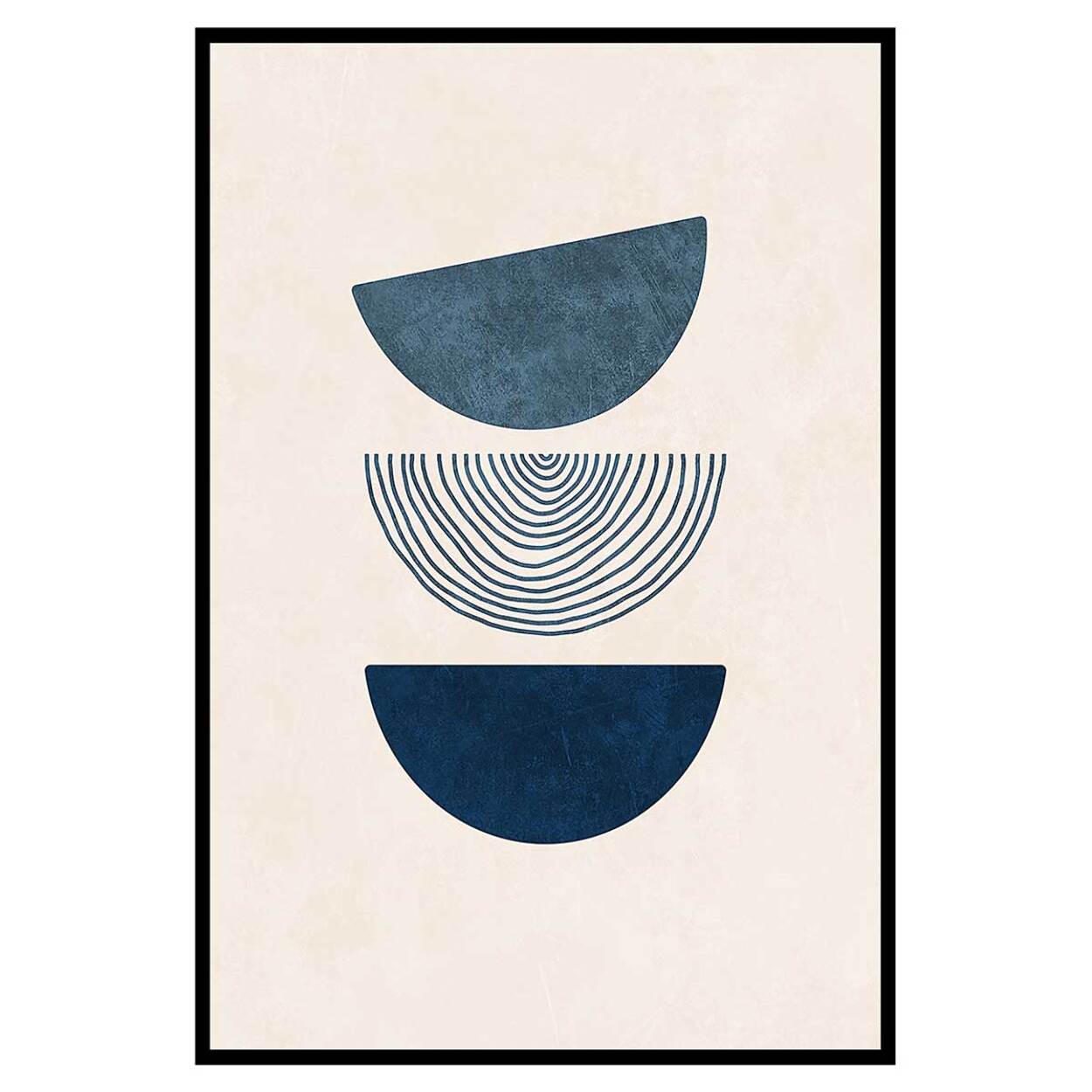 Affiche encadrée formes géométriques bleues Affiche + cadre en métal - Noir