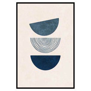 Affiche encadrée formes géométriques bleues Affiche + cadre en métal - Noir