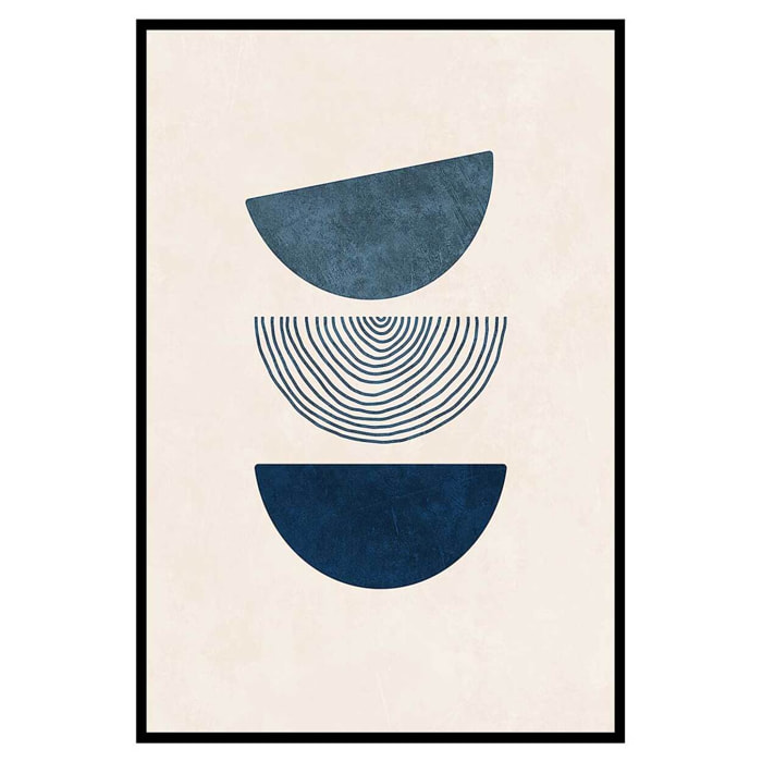 Affiche encadrée formes géométriques bleues Affiche + cadre en métal - Noir