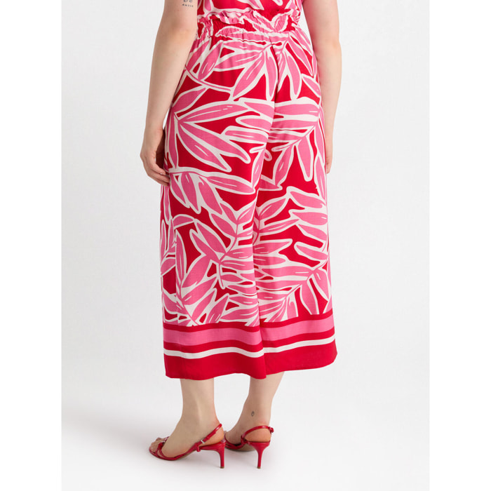 Fiorella Rubino - Pantalones estampados de viscosa LENZING™ ECOVERO™ - Rojo