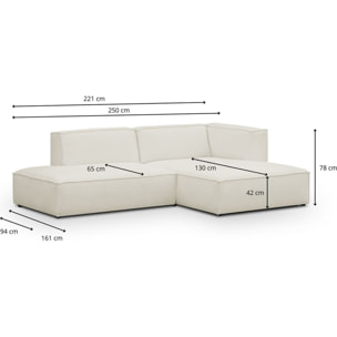 Canapé d'angle à droite modulable 4 places en tissu bouclette - REZIA