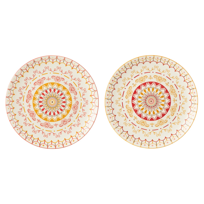 J-Line assiette Jam - porcelaine - mix - 2 pcs