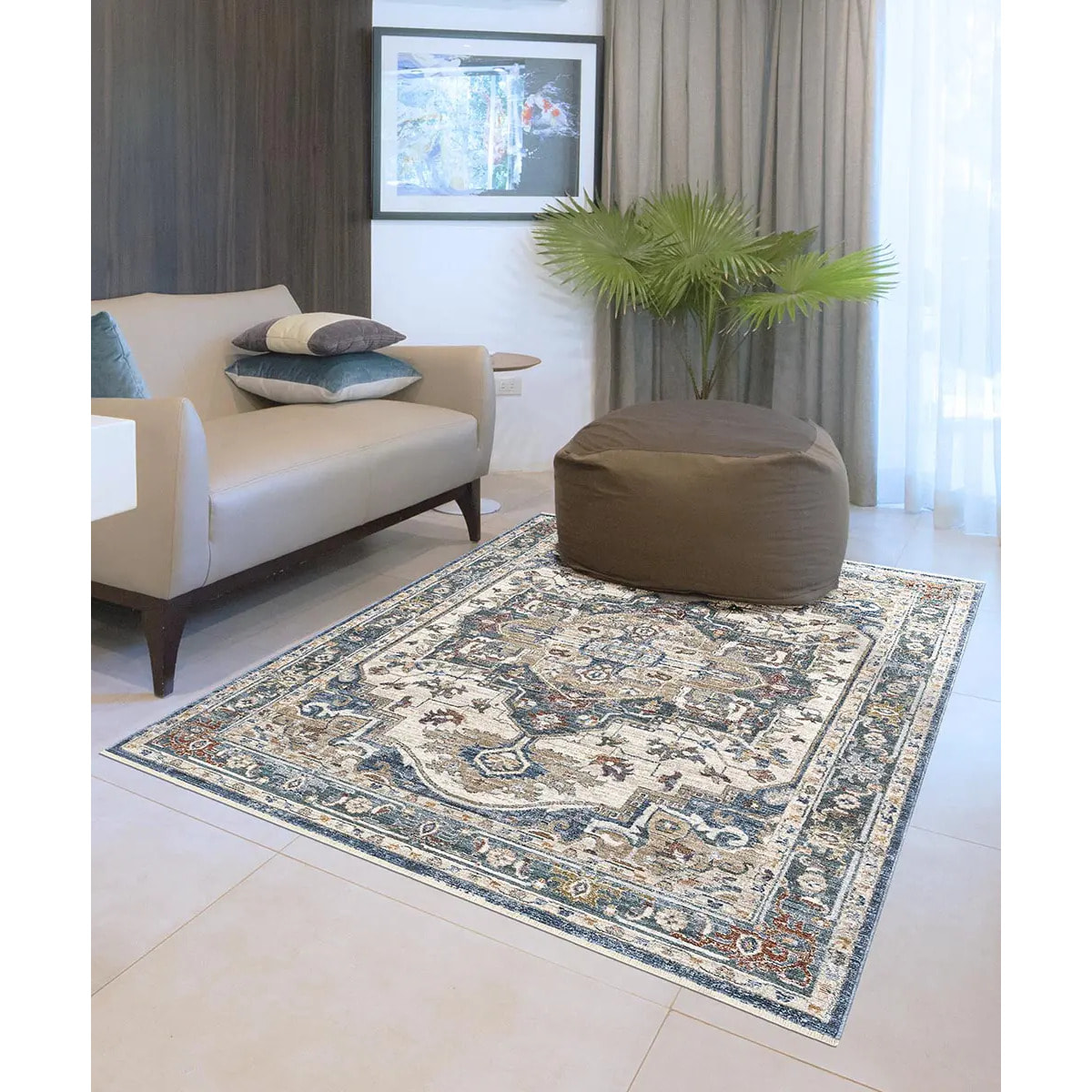 Tappeto salotto classico tradizionale colore verde blu per salotto  soggiorno camera da letto