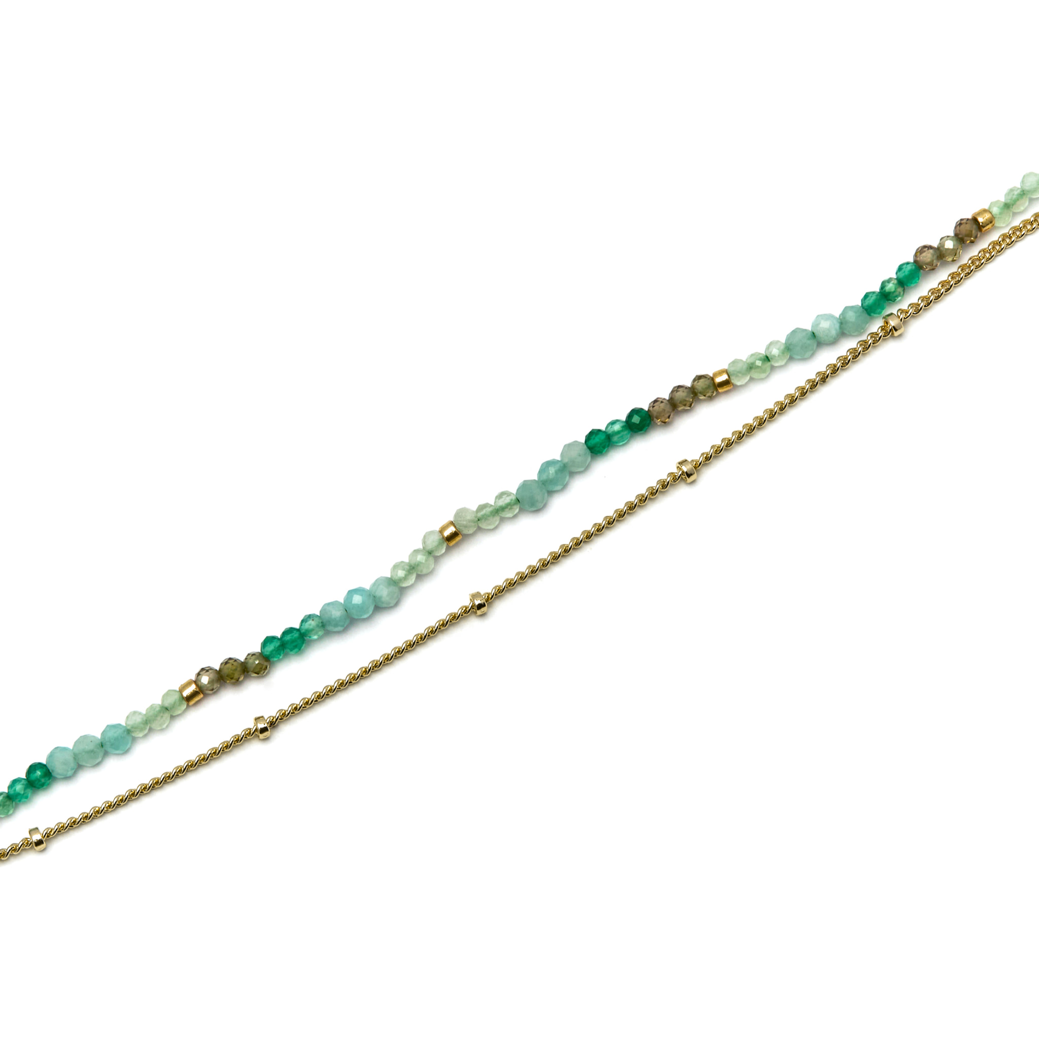 Pulsera de Cristal Verde acabada en oro amarillo de 18K