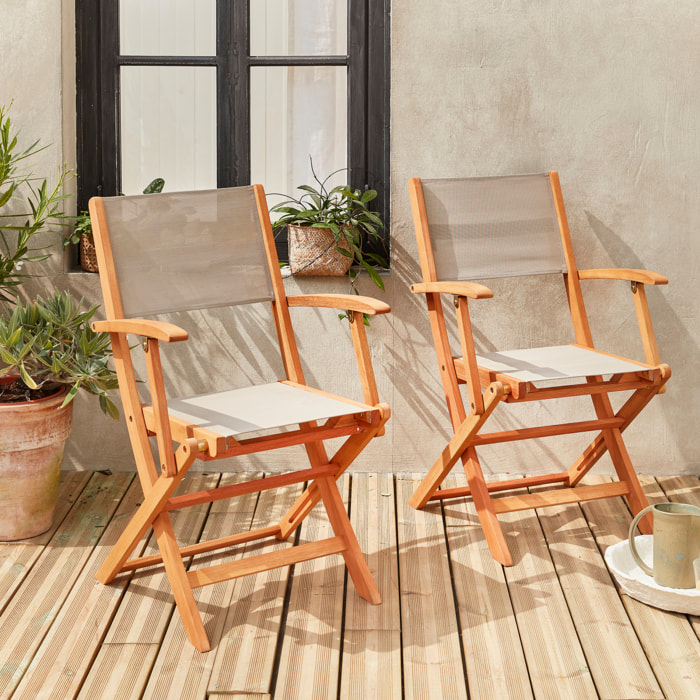 Chaise de jardin pliante bois d'eucalyptus (lot de 2) ALMERIA