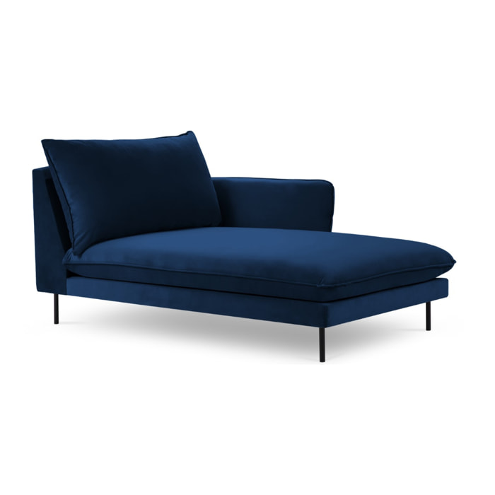 Méridienne droite "Vienna" en velours bleu roi