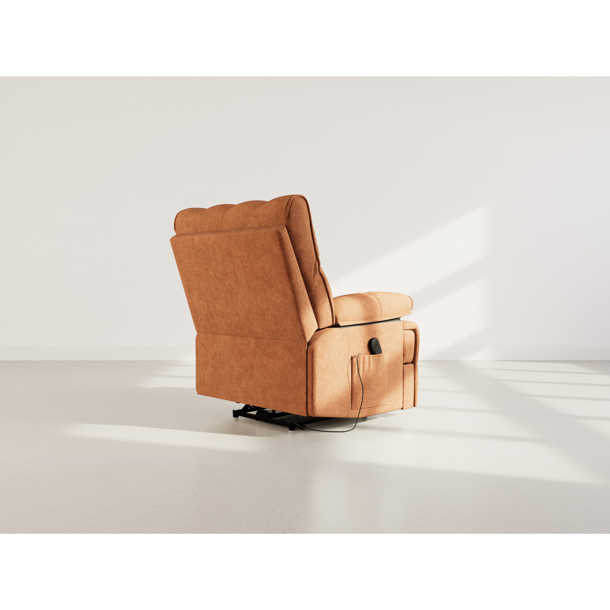 Chandler - Fauteuil relax électrique en velours texturé - Terracotta