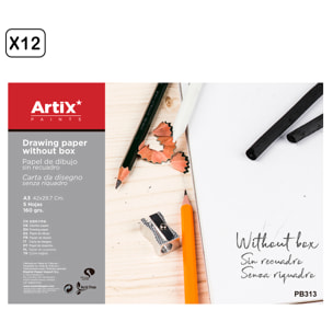 12 packs PAPEL DE DIBUJO A3 5 HOJAS