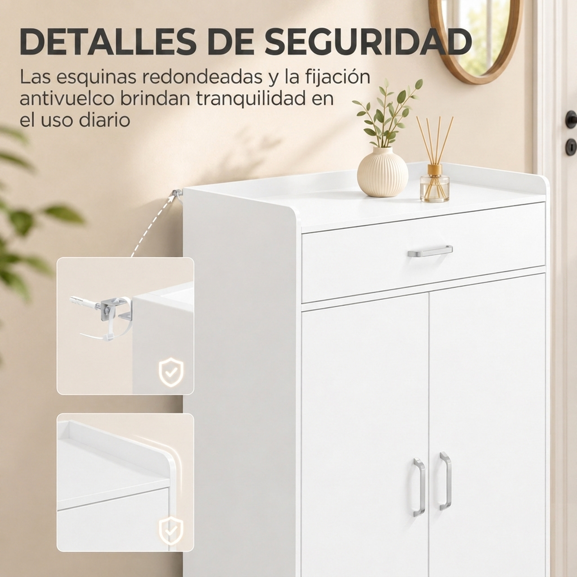 HOMCOM Mueble Zapatero con 1 Cajón y 5 Estantes, Armario para Zapatos Moderno con Estantes Ajustables, Zapatero Entrada Recibidor para 12-15 Pares en Pasillo, 62,5x35x95 cm, Blanco