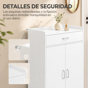 HOMCOM Mueble Zapatero con 1 Cajón y 5 Estantes, Armario para Zapatos Moderno con Estantes Ajustables, Zapatero Entrada Recibidor para 12-15 Pares en Pasillo, 62,5x35x95 cm, Blanco