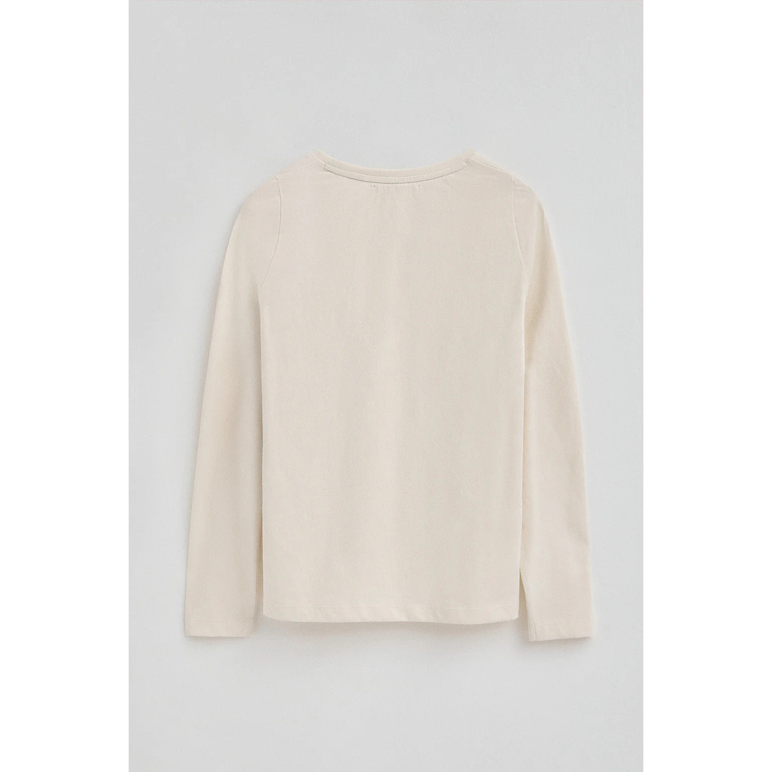 Maglietta ecrù a maniche lunghe a girocollo con logo Rigby Go Gold