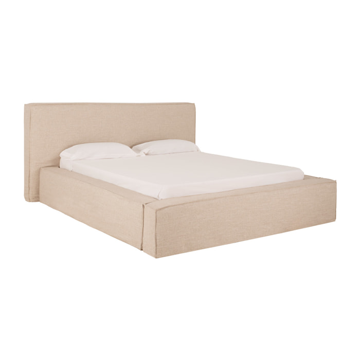 Lit déhoussable en lin beige pour les matelas en différentes tailles