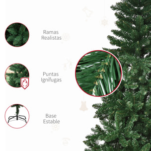 HOMCOM Árbol de Navidad Artificial 150 cm Ignífugo con 454 Ramas con 2 Tipos de Puntas de PVC Base Plegable y Soporte de Acero Decoración Navideña de Interior Verde