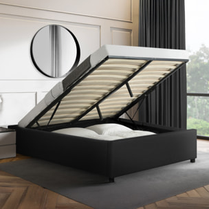 Lit coffre avec sommier Otto - Noir - Similicuir