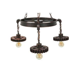 LAMPADARIO INGRANAGGIO 3 LUCI OFFICINE 55 BICOLORE